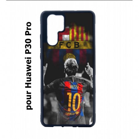 Coque noire pour Huawei P30 Pro Lionel Messi 10 FC Barcelone Foot