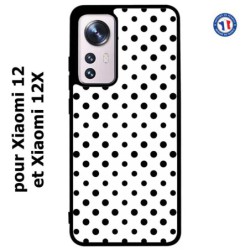 Coque pour Xiaomi 12 et Xiaomi 12X motif géométrique pattern noir et blanc - ronds noirs