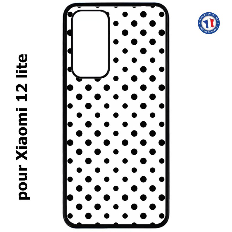 Coque pour Xiaomi 12 lite motif géométrique pattern noir et blanc - ronds noirs