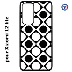 Coque pour Xiaomi 12 lite motif géométrique pattern noir et blanc - ronds et carrés