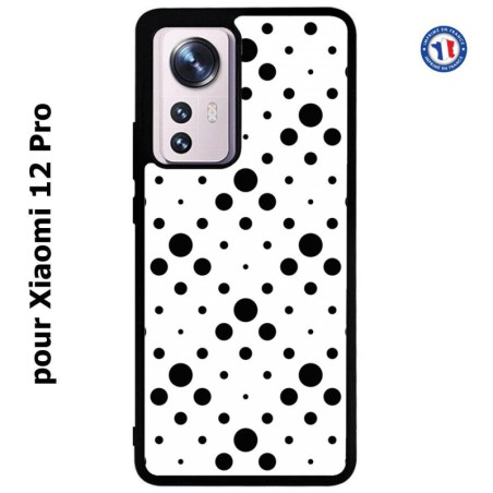 Coque pour Xiaomi 12 Pro motif géométrique pattern noir et blanc - ronds noirs sur fond blanc