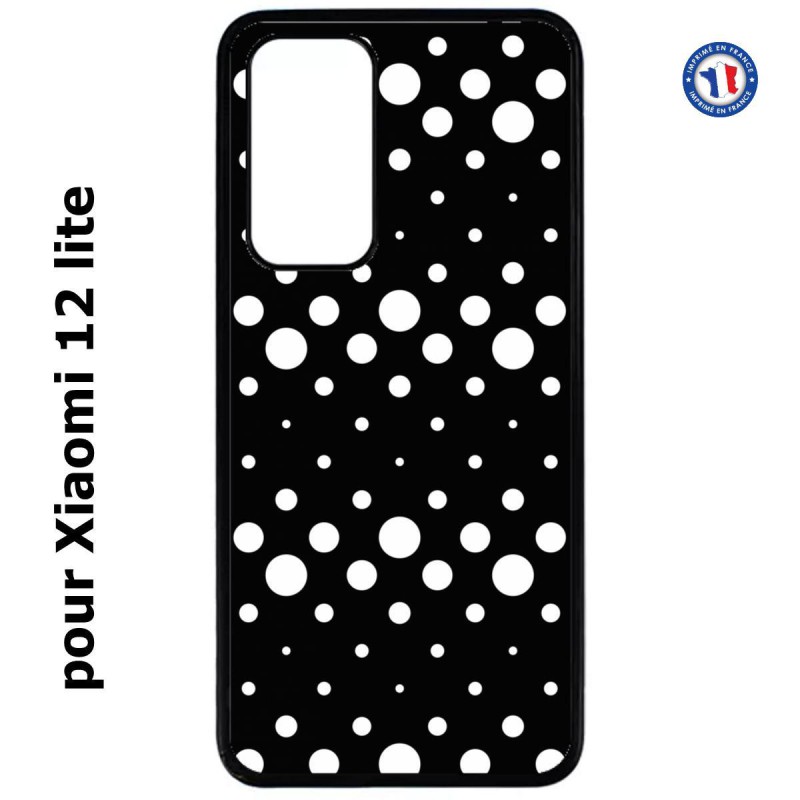 Coque pour Xiaomi 12 lite motif géométrique pattern N et B ronds noir sur blanc