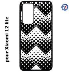 Coque pour Xiaomi 12 lite motif géométrique pattern noir et blanc - ronds carrés noirs blancs