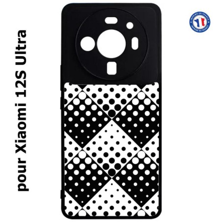 Coque pour Xiaomi 12S Ultra motif géométrique pattern noir et blanc - ronds carrés noirs blancs