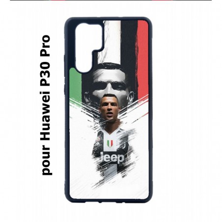 Coque noire pour Huawei P30 Pro Ronaldo CR7 Juventus Foot