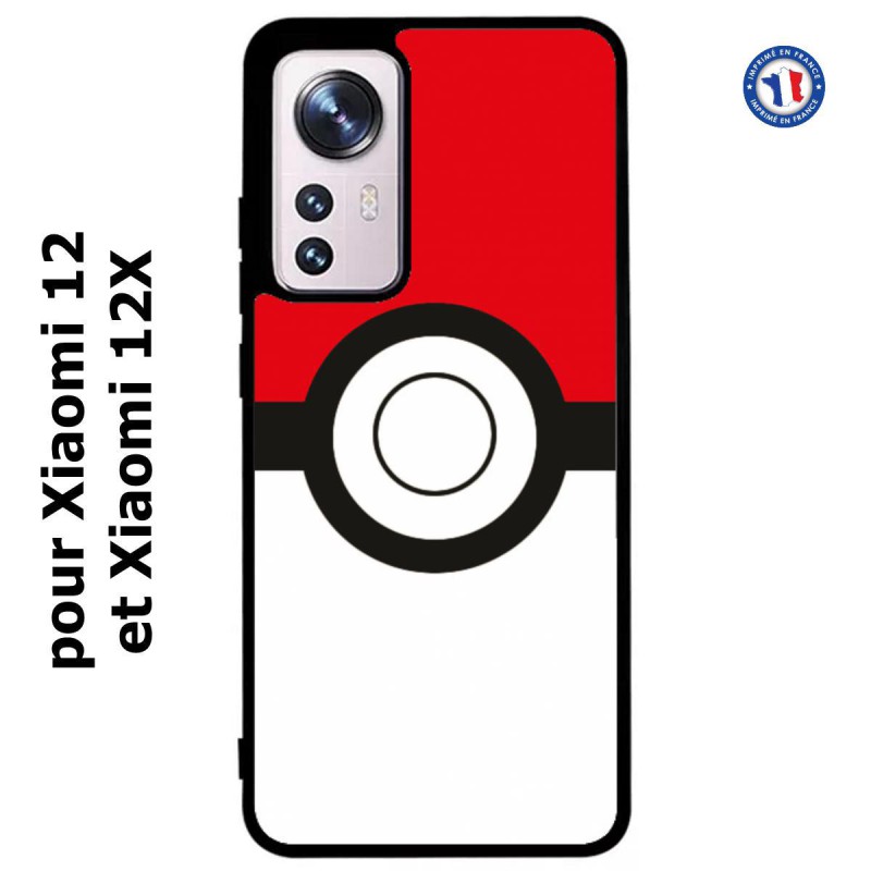 Coque pour Xiaomi 12 et Xiaomi 12X rond noir sur fond rouge et blanc