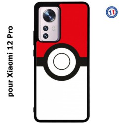 Coque pour Xiaomi 12 Pro rond noir sur fond rouge et blanc