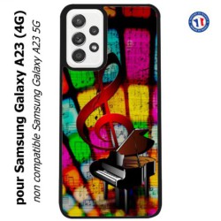 Coque pour Samsung Galaxy A23 (4G) clé de sol piano - solfège - musique