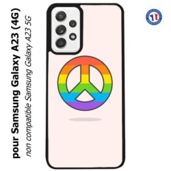 Coque pour Samsung Galaxy A23 (4G) Peace and Love LGBT - couleur arc en ciel