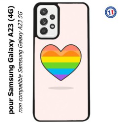 Coque pour Samsung Galaxy A23 (4G) Rainbow hearth LGBT - couleur arc en ciel Coeur LGBT