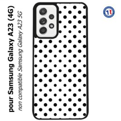 Coque pour Samsung Galaxy A23 (4G) motif géométrique pattern noir et blanc - ronds noirs