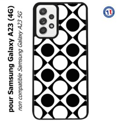 Coque pour Samsung Galaxy A23 (4G) motif géométrique pattern noir et blanc - ronds et carrés
