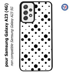 Coque pour Samsung Galaxy A23 (4G) motif géométrique pattern noir et blanc - ronds noirs sur fond blanc