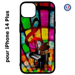 Coque pour iPhone 14 PLUS clé de sol piano - solfège - musique