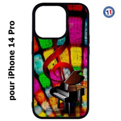 Coque pour iPhone 14 Pro clé de sol piano - solfège - musique