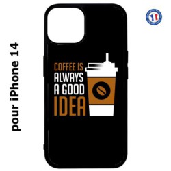 Coque pour iPhone 14 Coffee is always a good idea - fond noir