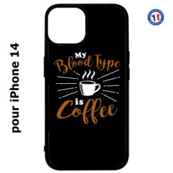 Coque pour iPhone 14 My Blood Type is Coffee - coque café