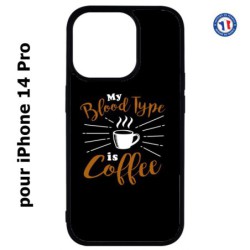 Coque pour iPhone 14 Pro My Blood Type is Coffee - coque café