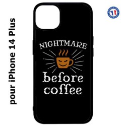 Coque pour iPhone 14 PLUS Nightmare before Coffee - coque café