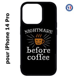 Coque pour iPhone 14 Pro Nightmare before Coffee - coque café