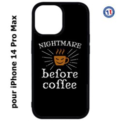 Coque pour iPhone 14 Pro MAX Nightmare before Coffee - coque café