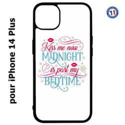 Coque pour iPhone 14 PLUS Kiss me now Midnight is past my Bedtime amour embrasse-moi