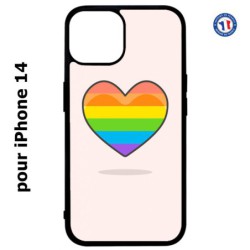 Coque pour iPhone 14 Rainbow hearth LGBT - couleur arc en ciel Coeur LGBT
