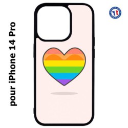 Coque pour iPhone 14 Pro Rainbow hearth LGBT - couleur arc en ciel Coeur LGBT