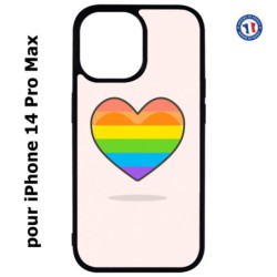 Coque pour iPhone 14 Pro MAX Rainbow hearth LGBT - couleur arc en ciel Coeur LGBT