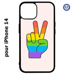 Coque pour iPhone 14 Rainbow Peace LGBT - couleur arc en ciel Main Victoire Paix LGBT