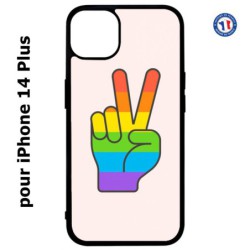 Coque pour iPhone 14 PLUS Rainbow Peace LGBT - couleur arc en ciel Main Victoire Paix LGBT