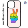 Coque pour iPhone 14 Pro MAX Rainbow Peace LGBT - couleur arc en ciel Main Victoire Paix LGBT