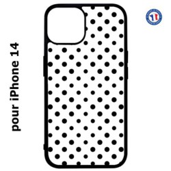Coque pour iPhone 14 motif géométrique pattern noir et blanc - ronds noirs