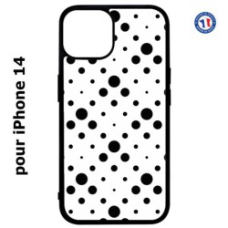 Coque pour iPhone 14 motif géométrique pattern noir et blanc - ronds noirs sur fond blanc