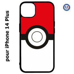 Coque pour iPhone 14 PLUS rond noir sur fond rouge et blanc