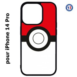 Coque pour iPhone 14 Pro rond noir sur fond rouge et blanc