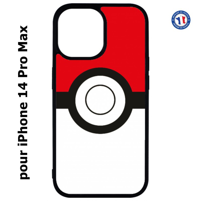 Coque pour iPhone 14 Pro MAX rond noir sur fond rouge et blanc