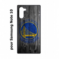 Coque noire pour Samsung Galaxy Note 10 Stephen Curry emblème Golden State Warriors Basket fond bois