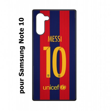 Coque noire pour Samsung Galaxy Note 10 maillot 10 Lionel Messi FC Barcelone Foot