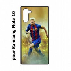 Coque noire pour Samsung Galaxy Note 10 Lionel Messi FC Barcelone Foot fond jaune