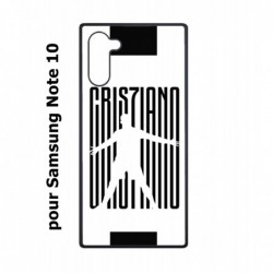 Coque noire pour Samsung Galaxy Note 10 Cristiano Ronaldo CR7 Juventus Foot noir sur fond blanc