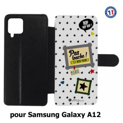 Etui cuir pour Samsung Galaxy A12 Petits Grains - Pas touche à mon Phone