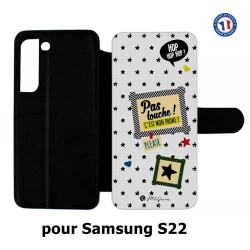 Etui cuir pour Samsung Galaxy S22 Petits Grains - Pas touche à mon Phone
