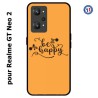 Coque pour Realme GT Neo 2 Be Happy sur fond orange - Soyez heureux - Sois heureuse - citation