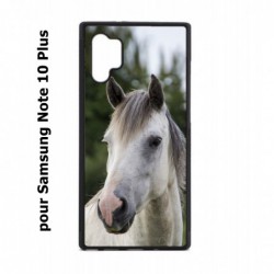 Coque noire pour Samsung Galaxy Note 10 Plus Coque cheval blanc - tête de cheval