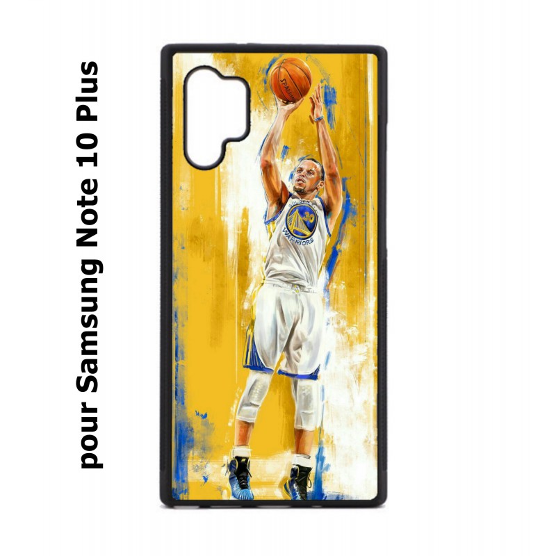 Coque noire pour Samsung Galaxy Note 10 Plus Stephen Curry Golden State Warriors Shoot Basket