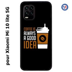 Coque pour Xiaomi Mi 10 lite 5G Coffee is always a good idea - fond noir