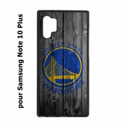 Coque noire pour Samsung Galaxy Note 10 Plus Stephen Curry emblème Golden State Warriors Basket fond bois