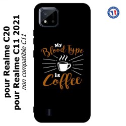 Coque pour Realme C20 et C11 2021 My Blood Type is Coffee - coque café