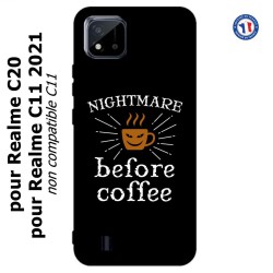 Coque pour Realme C20 et C11 2021 Nightmare before Coffee - coque café